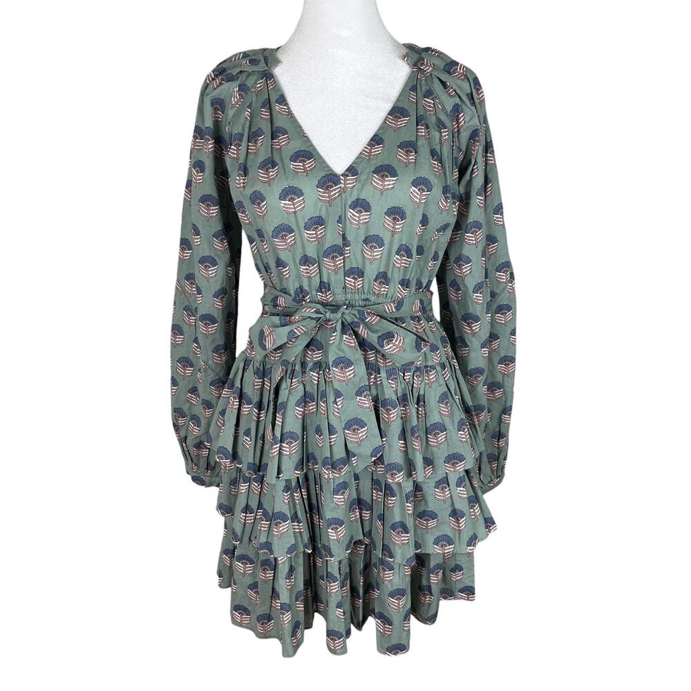 Marea Grace Ruffle Dress Jade Cotton Cottage Bohemian Prairie Size XS NWT - Picture 4 of 10